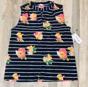 NWT Maison Jules navy blue floral blouse small