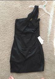 Black body con one shoulder mini dress never worn