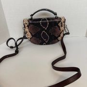 Vince Camuto Aleki Brown Snake Pebble Leather Small Crossbody