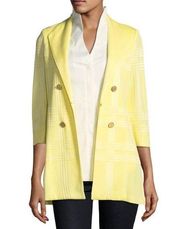 Misook Yellow Knit 3/4 Sleeve Cardigan Blazer Jacket Size L