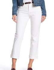 NYDJ Marilyn Cuff Ankle Straight Leg Jeans Pants White Womens Size 8 High Rise