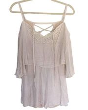 Fashion on Earth Small Cold Shoulder Romper Cream Playsuit