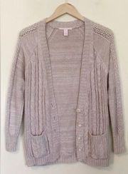 Victorias Secret Cotton Slouchy Cable Grandpa oversized tan cardigan sweater S