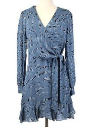 Parker Womens 4 Miles Faux Wrap Silk Blend Dress Flounce Zebra Romantic Feminine