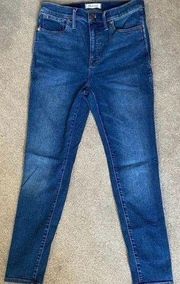 MADEWELL 10” High Rise Skinny medium blue denim jeans size 29 Excellent Conditio