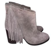 Arturo Chiang Reiden Gray Suede Fringe Booties