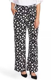 Vince Camuto Floral Wide Leg Pants Black White Size 4 NWT