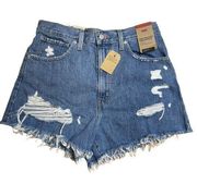 New Levi's High-Waisted Mom Shorts Size 30 Medium Wash