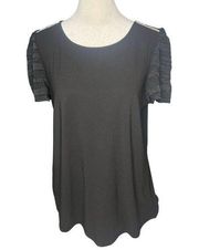 89th & Madison Black Dressy Puff Short Sleeve Top - Women’s L