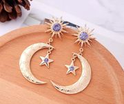 Celeste - Gold  Moon & Stars Dangling Earrings
