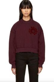 Alexander Wang Burgundy Oversized Cropped Vinyl Meltdown Sweatshirt