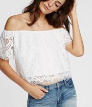 EXPRESS EUC  White Off the Shoulder Lace Top, Size Extra Small