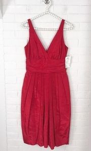 Nicole Miller Collection NWT Red V Neck Cocktail Dress SAMPLE