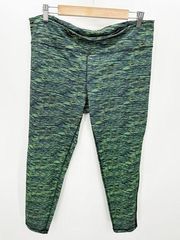 Everlast Green Space Dye Cropped Ankle Workout Leggings Women's Size XL