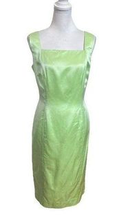 Vintage 1980s Christian Dior Sheath Knee Length Dress Classic Green Womens Sz 12