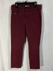 Anthropologie The Essential Slim Burgundy Cropped Pants Size 4