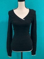 Energie long sleeve black top with white trim