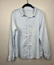 CP Shades Light Blue Linen Button Down Top - size M