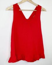 Tinley Red Round Neck Tie Bow Back Sleeveless Tank Top Women's Size Small S