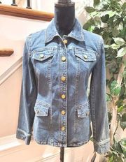 Jones NewYork Women's Denim Blue Long Sleeve Buttons Front Casual Jeans Jacket S