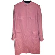 Tahari Trench Coat Full Zipper Front Flap Pockets Stand Collar Pink 14