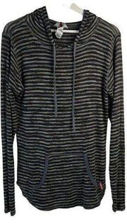 Hard Tail Forever Women's Size XS Hoodie Sweater Long Sleeve Striped Lightweight