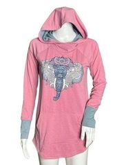 Lularoe Hoodie Women XS Amber Pink Gray Triabl Elephant Lightweight Jersey Knit