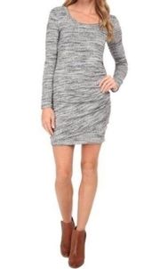 Splendid Heathered Gray Bodycon Ruched Side Long Sleeve Dress M
