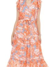 JOY JOY Orange Floral Maxi Dress