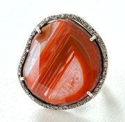 Chan Luu ring sterling silver natural agate diamonds sz 6.5