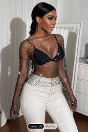 SheIn Black Mesh Fishnet Crop Top