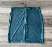 Poof Teal Blue Soft Ribbed Zipper Skirt NWT L Stretch Zip A13