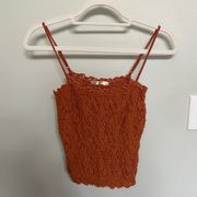 Heart and Hips Lace Ruffle Camisole Tank Top - Rust Orange