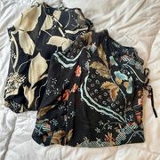 2 The Limited 100% Silk Women Small Blouse Shirt Floral Vacation Resortwear Leaf