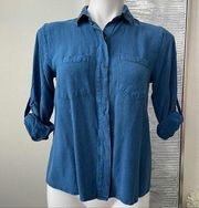 Style Envy Women’s Blue Button Down Shirt Size M