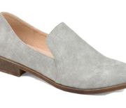 Journee Collection Women's Kellen Gray Faux Suede Smoking Loafers Shoes Size 7.5