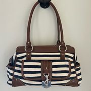 Chaps by Ralph Lauren Nautical Blue & Cream Striped Shoulder Purse/Bag