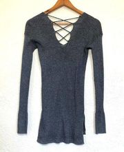 REVOLVE Heartloom Sweater Ribbed Criss Cross Split Hem Merino Wool Blend Small