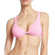 Maaji NWT  Aurora Pink Salsa Unmolded Underwire Reversible Bikini Top MEDIUM