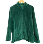 Great Northwest Fuzzy Jacket Women Zip-Up Green Mock Neck Size XL Cozy‎ Soft