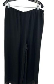 Alex Evenings Black Dress Pants XL Flowy Wide Leg Pull On Formal Women’s