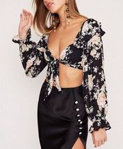 Stone Cold Fox Long Sleeve Crop Floral Ruffle Top Size 0