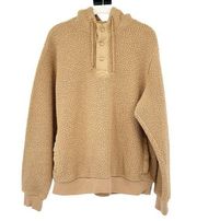 Old Navy Womens Soft Sherpa Fleece Snap Pullover Jacket Size XL Carmel Tan