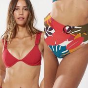 Red Carter Two-Piece Bikini Set Red Multicolor