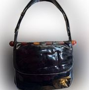 Vintage Black Patten & Lucite Adjustable Shoulder Strap Women’s Bag