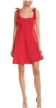 Cinq a Sept Jeanette Red Tie Shoulder Flare Mini Dress Size 4 NWT