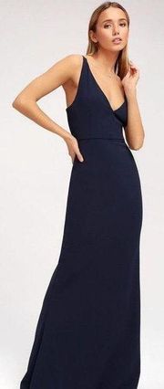 melora navy sleeveless maxi formal dress