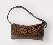 Leopard Print Calf Hair Leather  Zippered Small Shoulder Bag