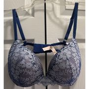 Victorias Secret Dream Angel Blue Mesh Push-up Bra Size 36D