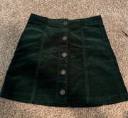 Green Corduroy A-Line Skirt
